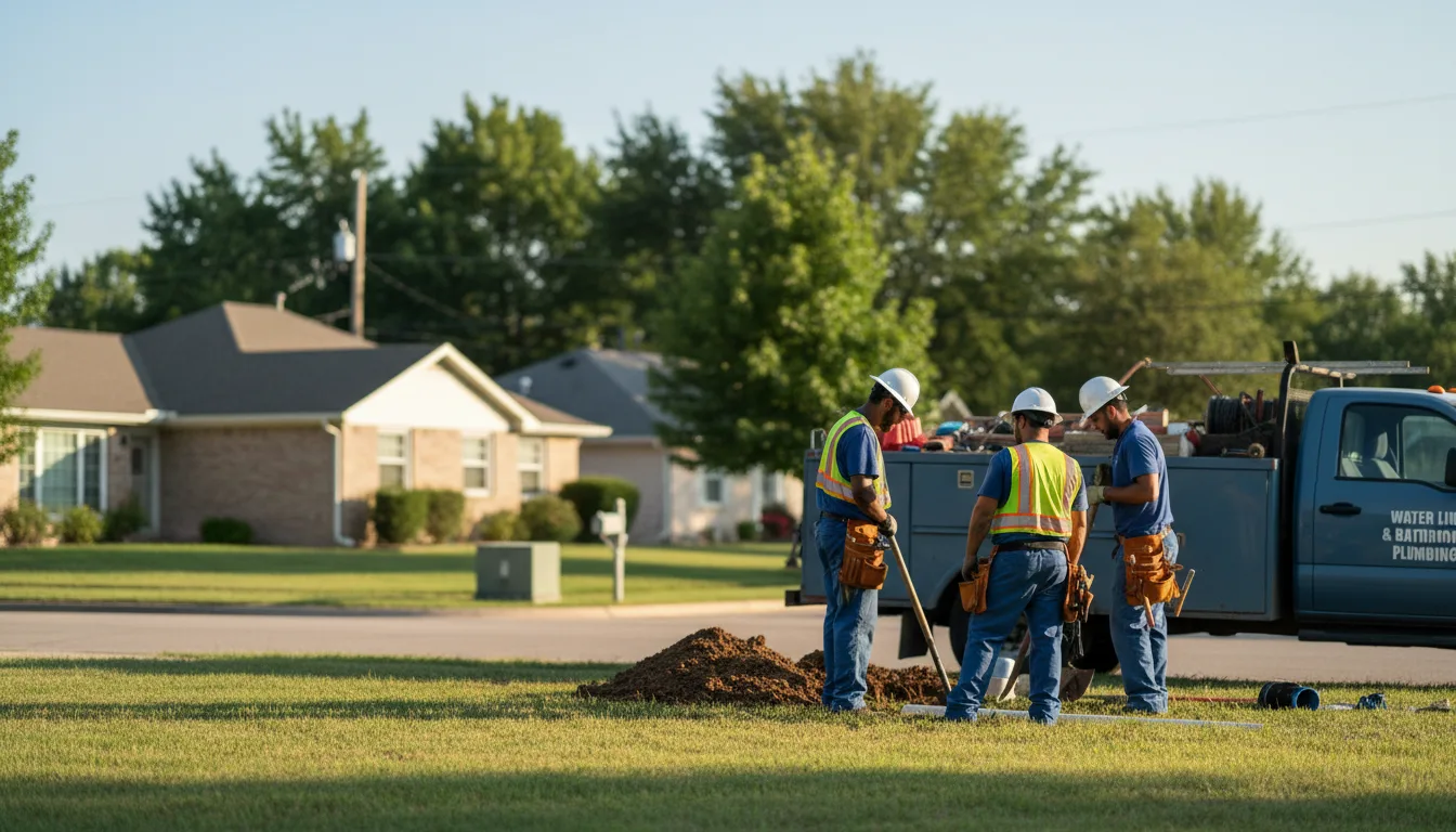 Residential water line and bathroom plumbing service in Pledger, TX